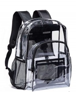 Clear Backpack Heavy Duty Transparent PVC Backpack CB BLACK
